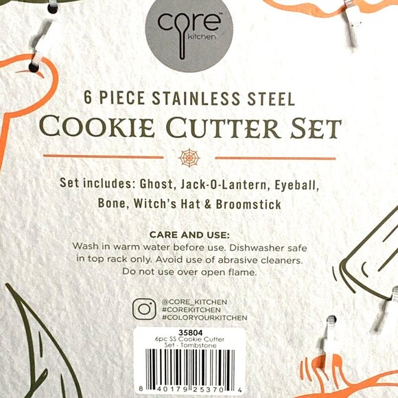 Core Kitchen Cookie Cutter Set Halloween 6 Piece Stainless Steel Pumpkin Ghost - Picture 4 of 4
